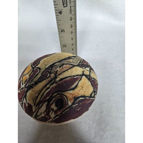 Handcrafted Abstract Ceramic Egg-Shaped Trinket Box with Lid in Earth Tones‎ - Picture 8 of 9
